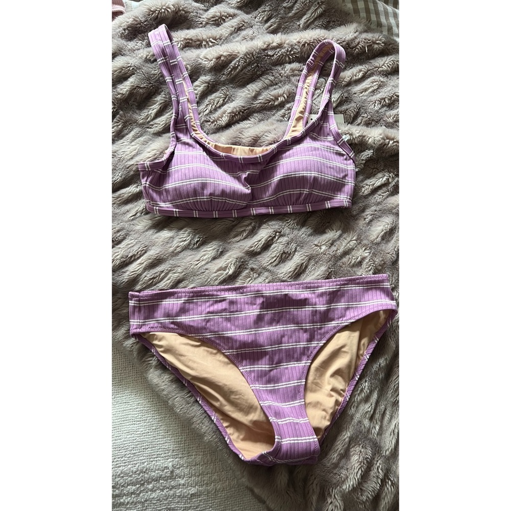 Madewell Ribbed Bikini Sz L in “Pressed Orchid”